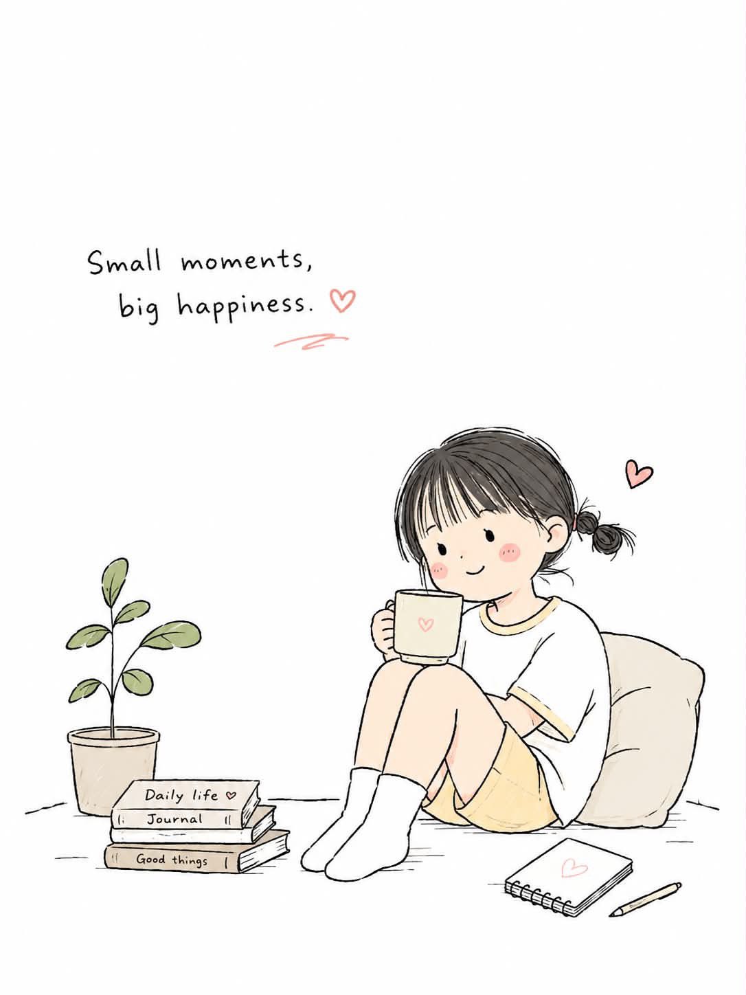Create a simple and cute Korean doodled editorial illustration based on… 2