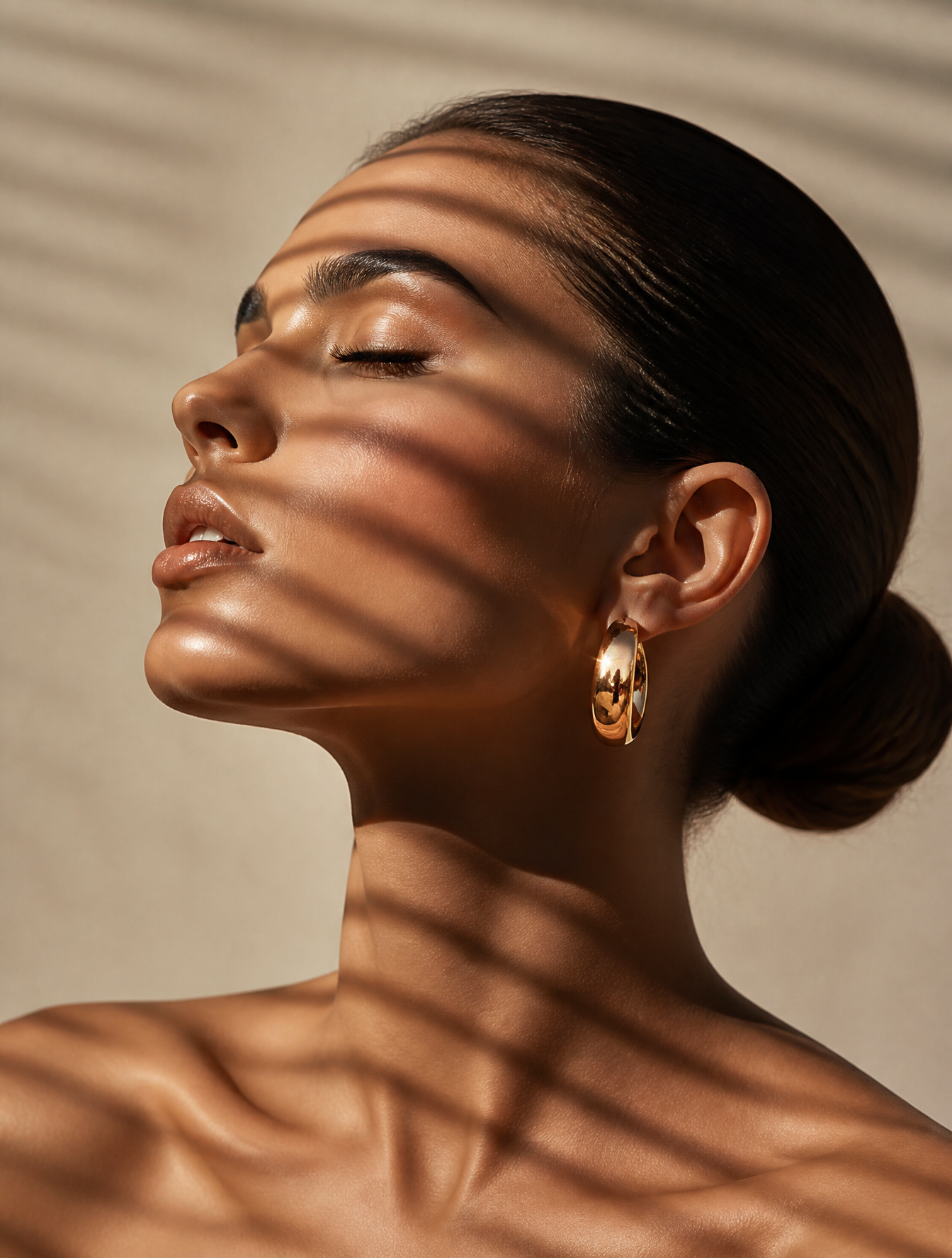 Close-up portrait of a woman showing only her head and shoulders, in pr…
