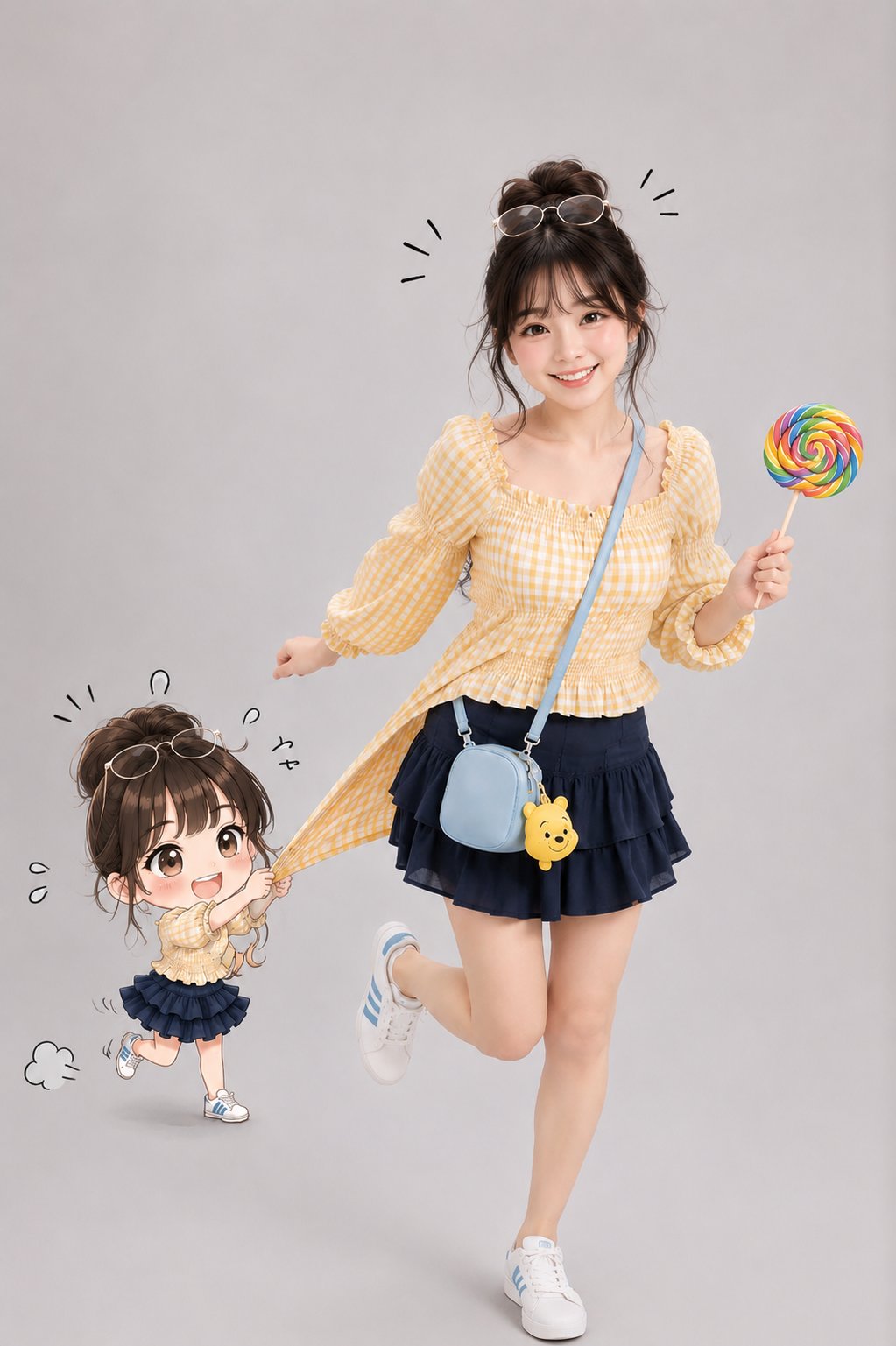 A full-body professional studio portrait of a cheerful young Japanese w… 1