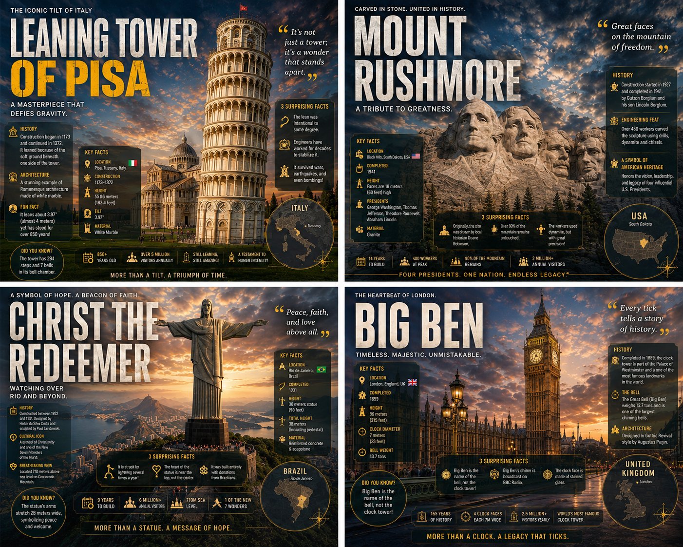 Love how each landmark feels like a premium travel poster in one frame
