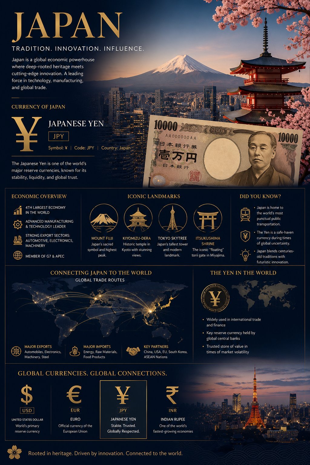 “Ultra-detailed infographic poster about Japan’s global economy and cul…