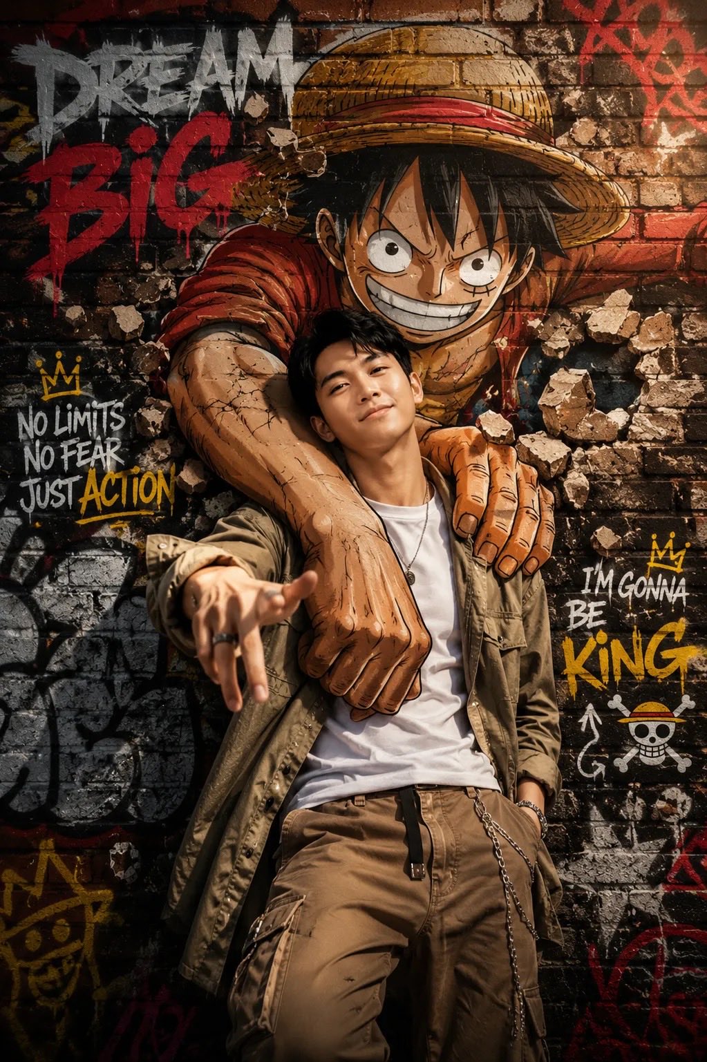 A portrait-oriented cinematic poster in the Graffiti Come to Life (Opti…