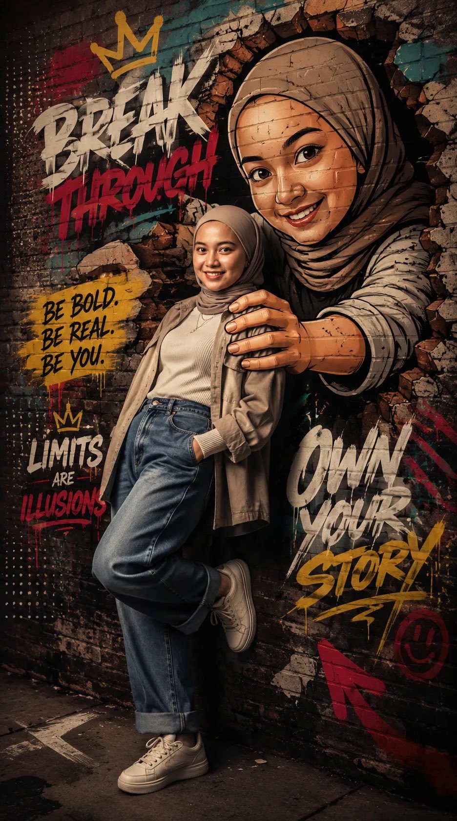 A portrait-oriented cinematic poster in the Graffiti Come to Life (Opti… 1