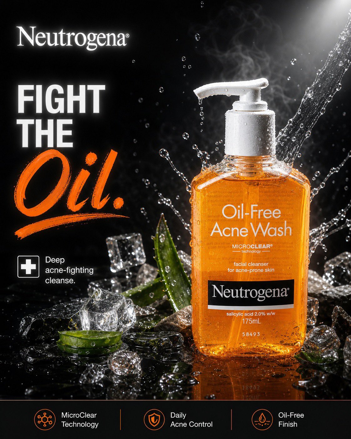 Ultra-realistic luxury skincare advertisement for Neutrogena Oil-Free A… 2