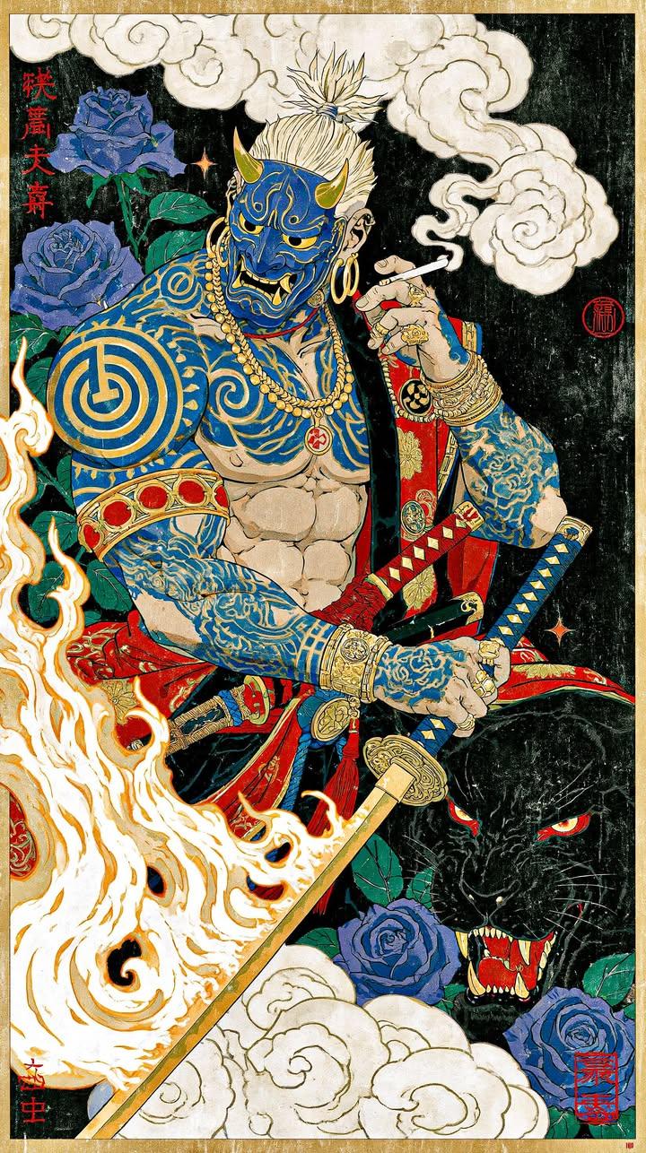 Masterpiece, ultra-detailed Japanese ukiyo-e inspired illustration of a… 2