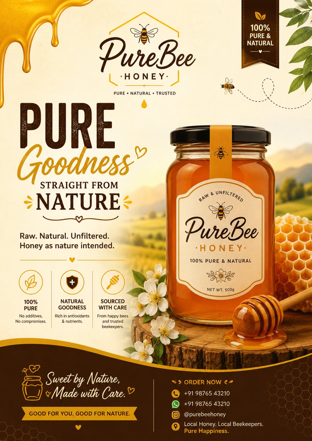 Create a premium, photorealistic advertising poster for a luxury organi…