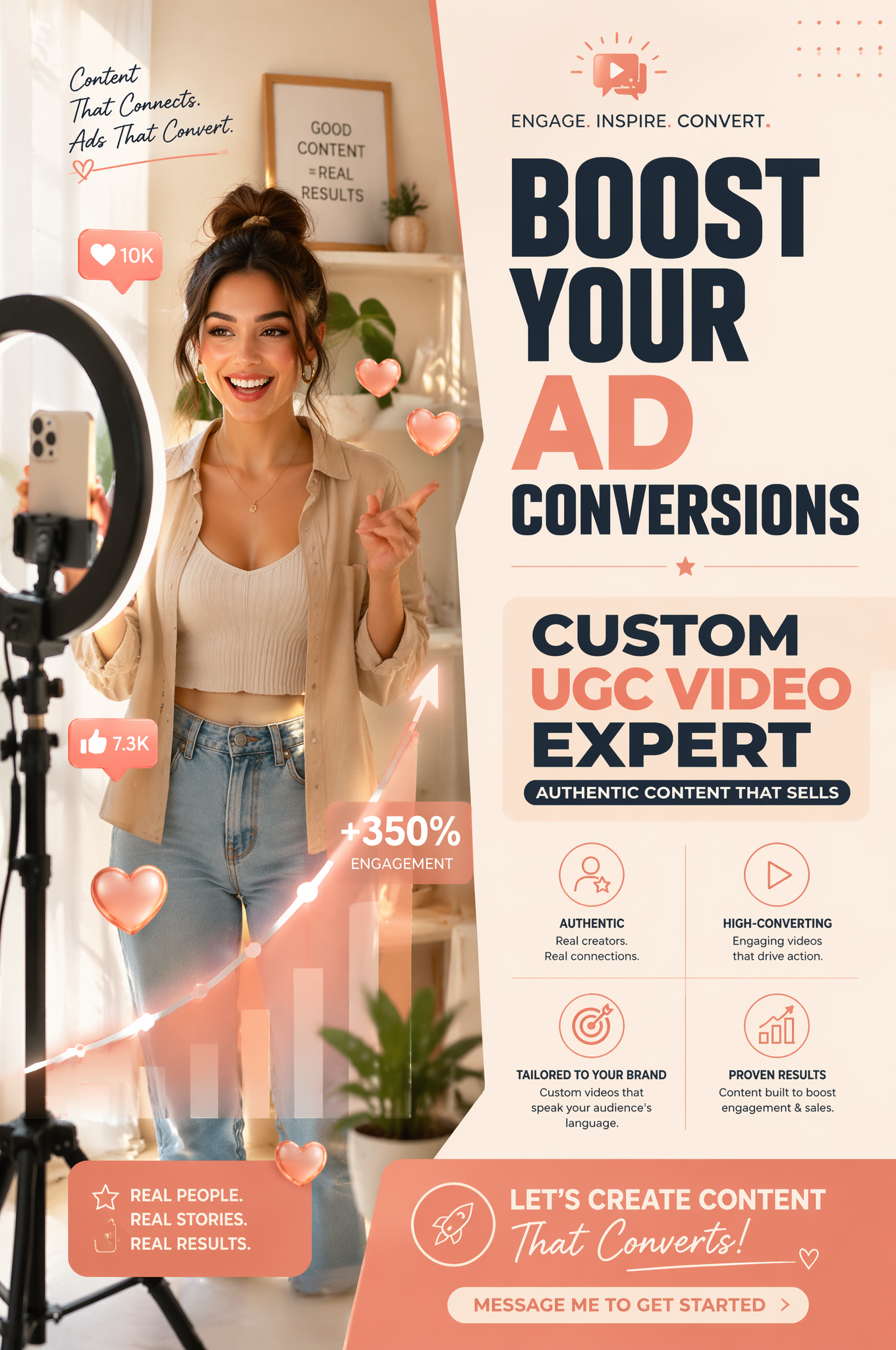 A vibrant, cinematic media marketing advertisement banner. On the left …