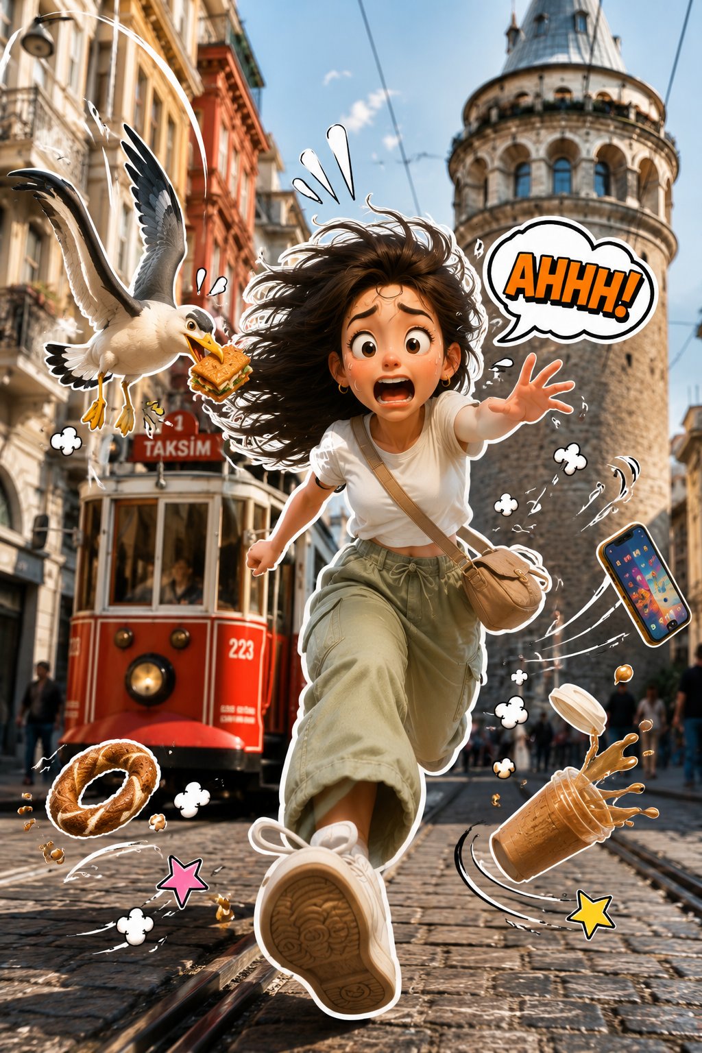 A vibrant, humorous 3D-style sticker character seamlessly composited on… 3