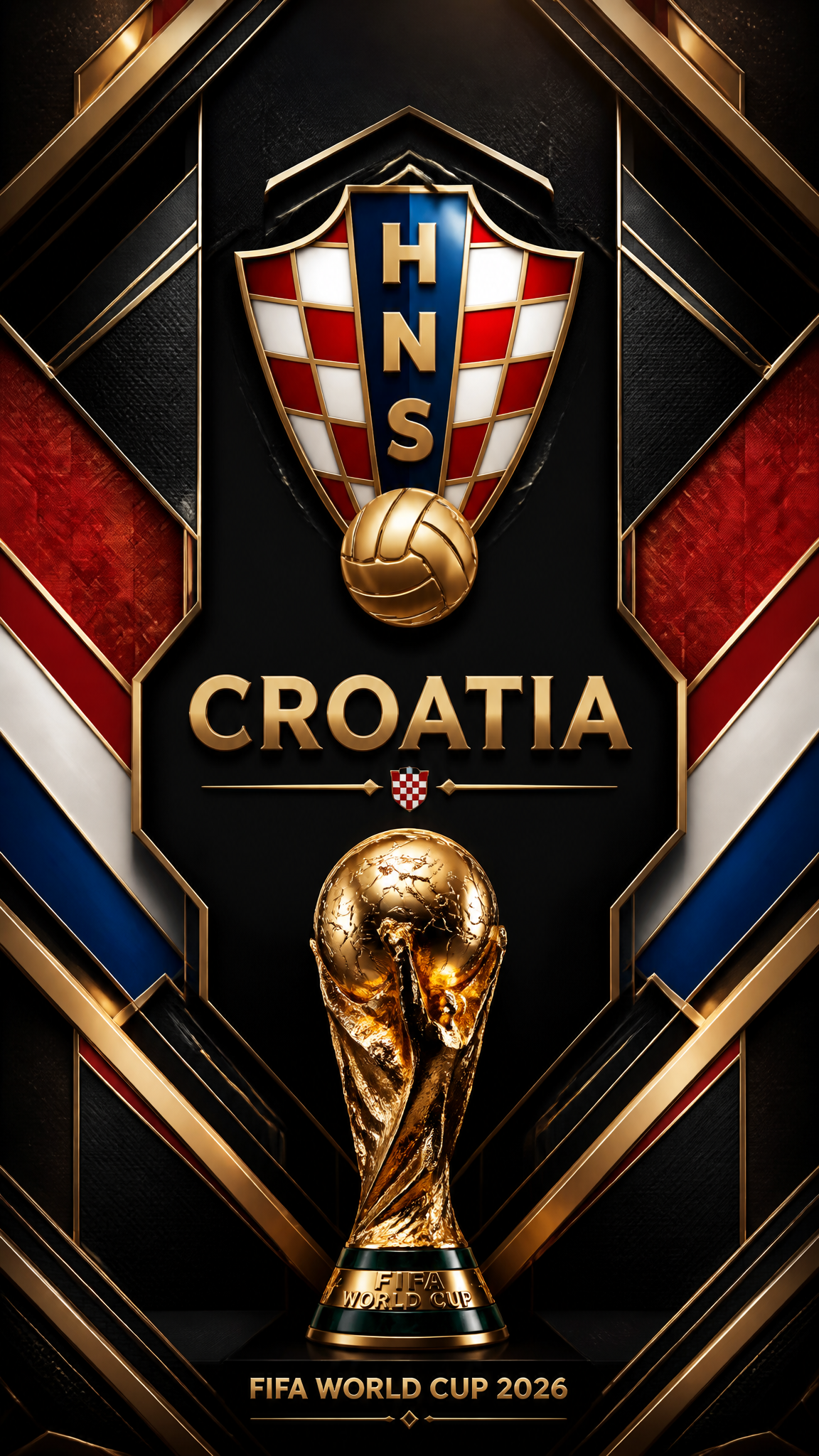 Ultra-premium FIFA World Cup 2026 poster in a luxury 3D layered geometr…