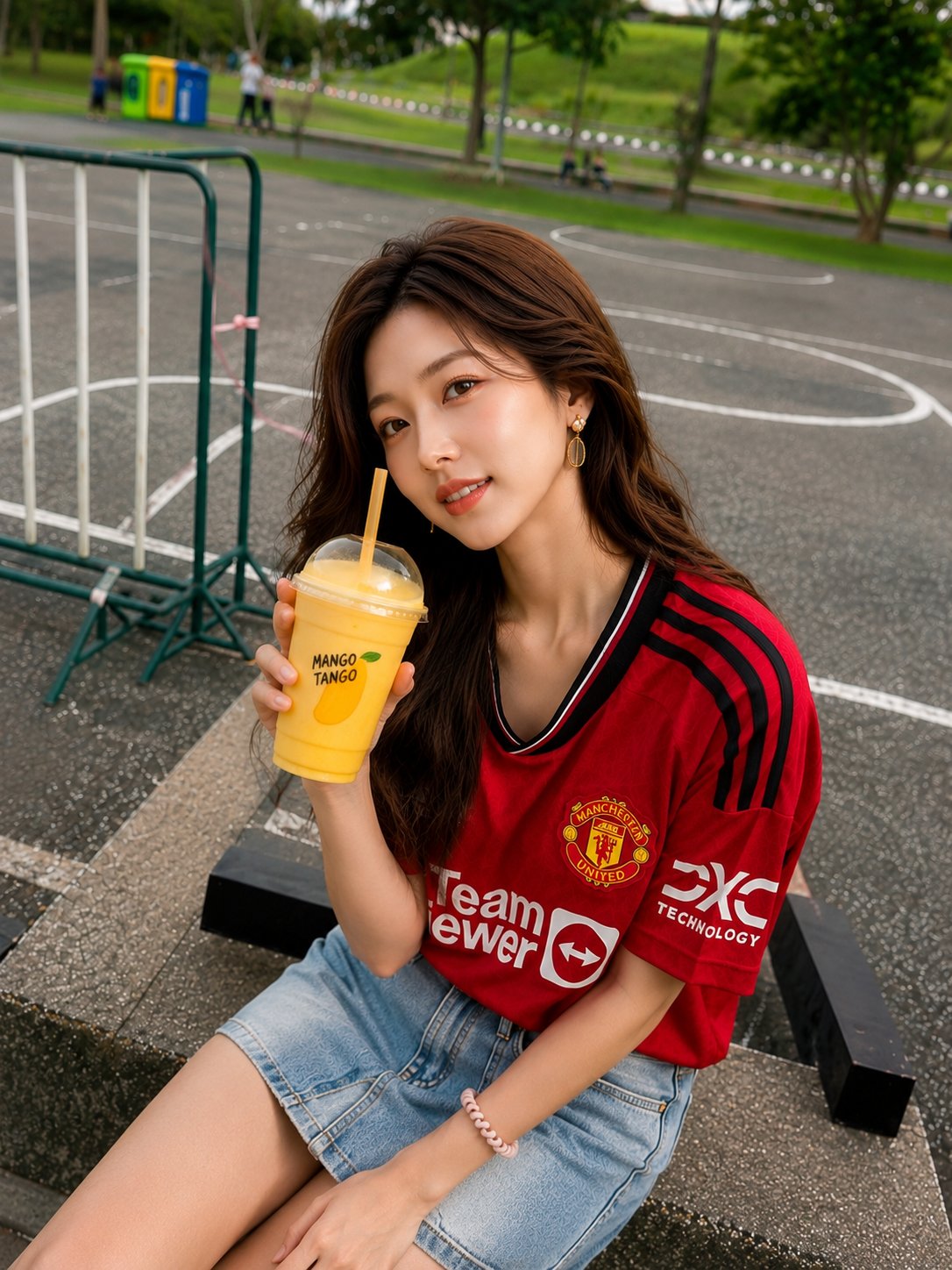 Ultra-realistic lifestyle portrait of a beautiful young Asian woman sit…