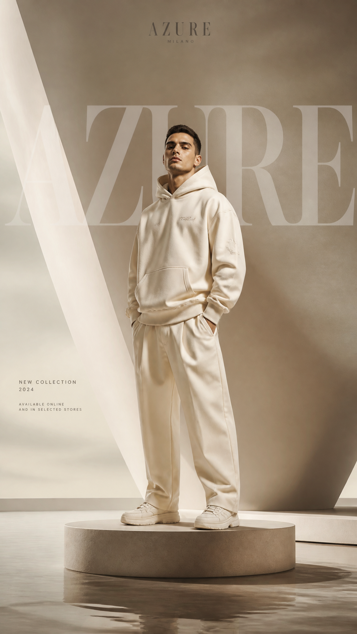Ultra-luxury clothing brand advertising poster, vertical 9:16 fashion c…