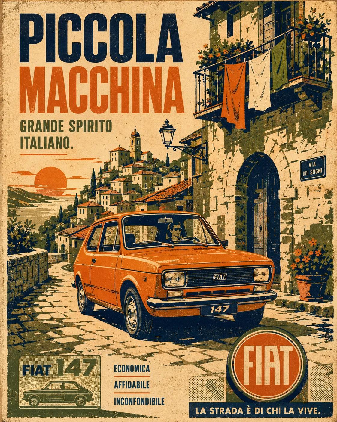 prompt: Create a vertical retro automotive travel poster featuring [CAR… 1