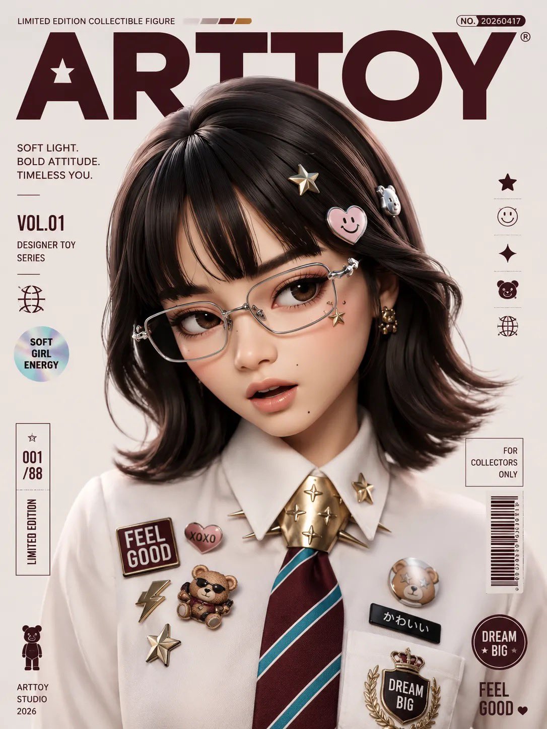 Transform the input image into a premium designer collectible-art toy a…