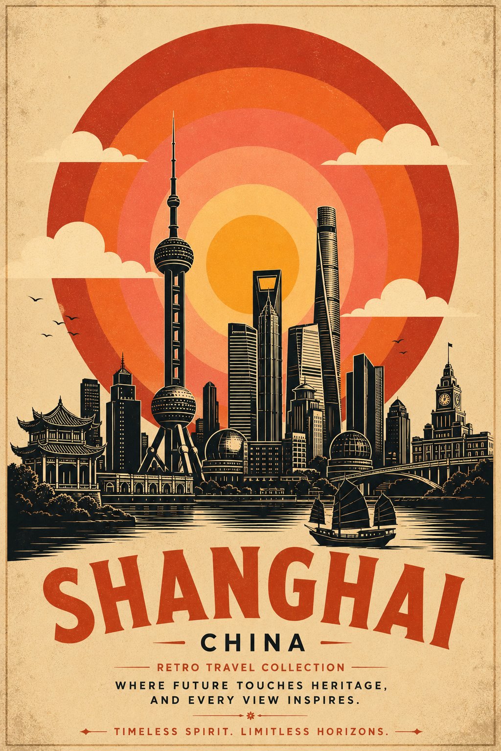 Create a premium vintage travel poster for [DESTINATION] in a timeless … 1
