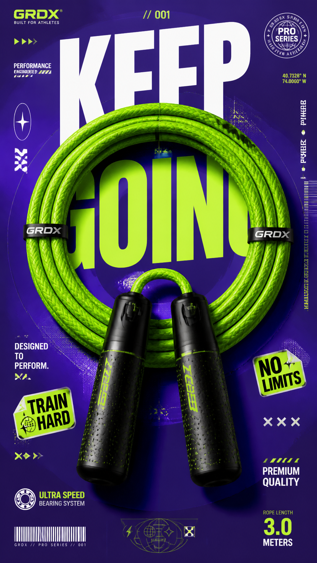 A premium 9:16 sports accessories advertising poster.Central Subject: A…