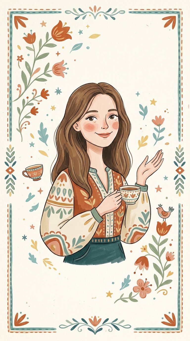 Create a cozy Japanese-inspired whimsical folk-art illustration of a cu… 2