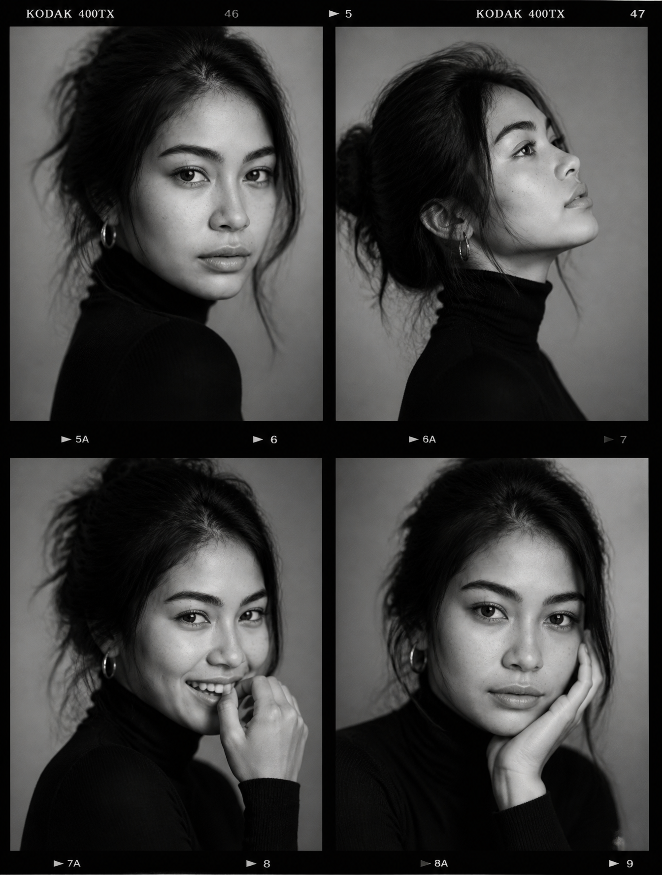 Ultra-viral black-and-white luxury fashion casting contact sheet portra…