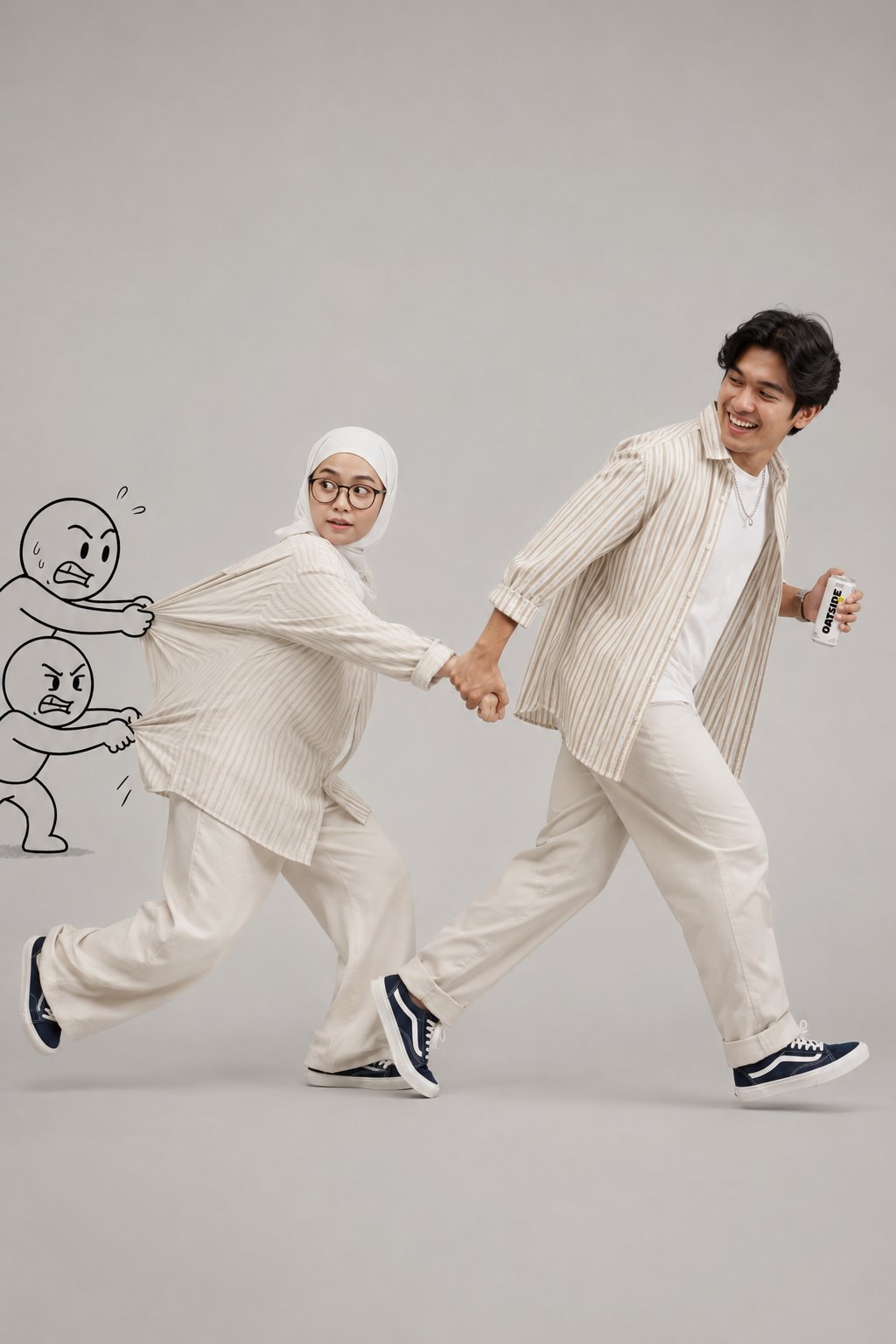 1. A clean, high-key studio portrait of a stylish young Muslim couple i… 1