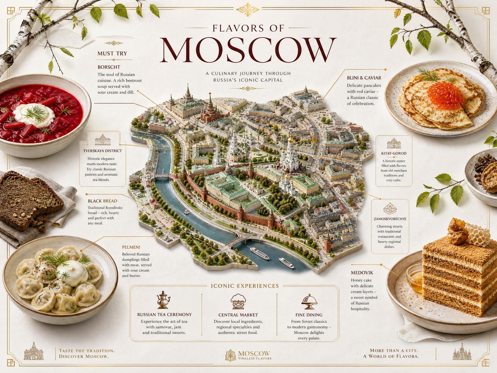*A luxury editorial-style travel food infographic poster titled “Flavor…