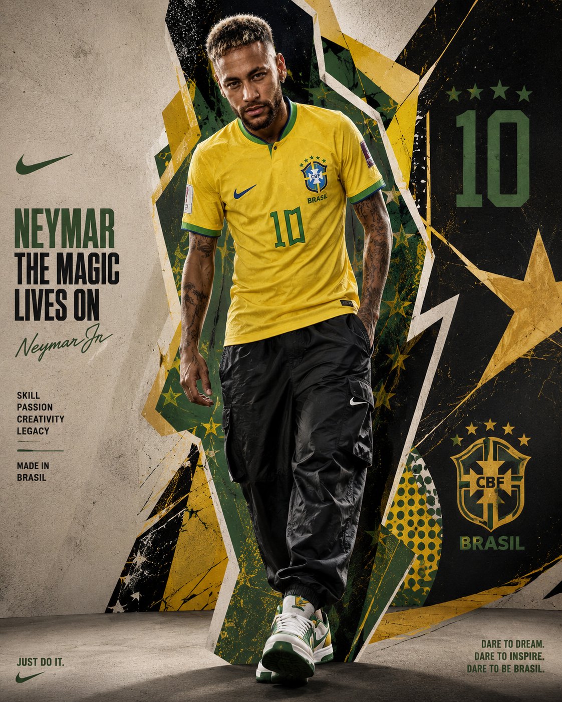 Create an ultra realistic luxury football streetwear fashion campaign p… 1