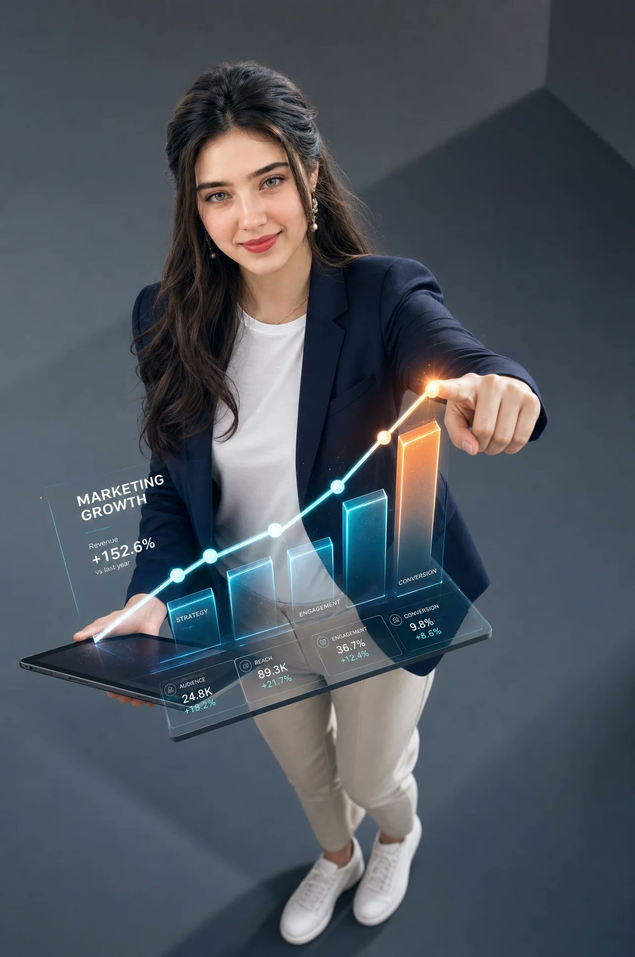 A highly professional commercial graphic design composite shot, capture…