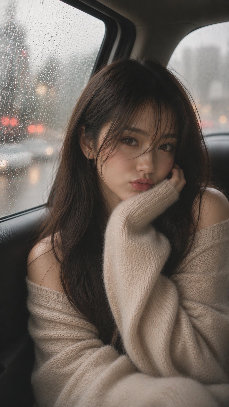 Ultra-realistic cinematic portrait of a beautiful young woman sitting i… 1
