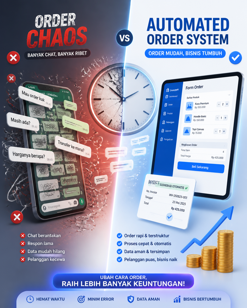 Create a vertical 4:5 (1080x1350) mixed-style visual about order chaos …