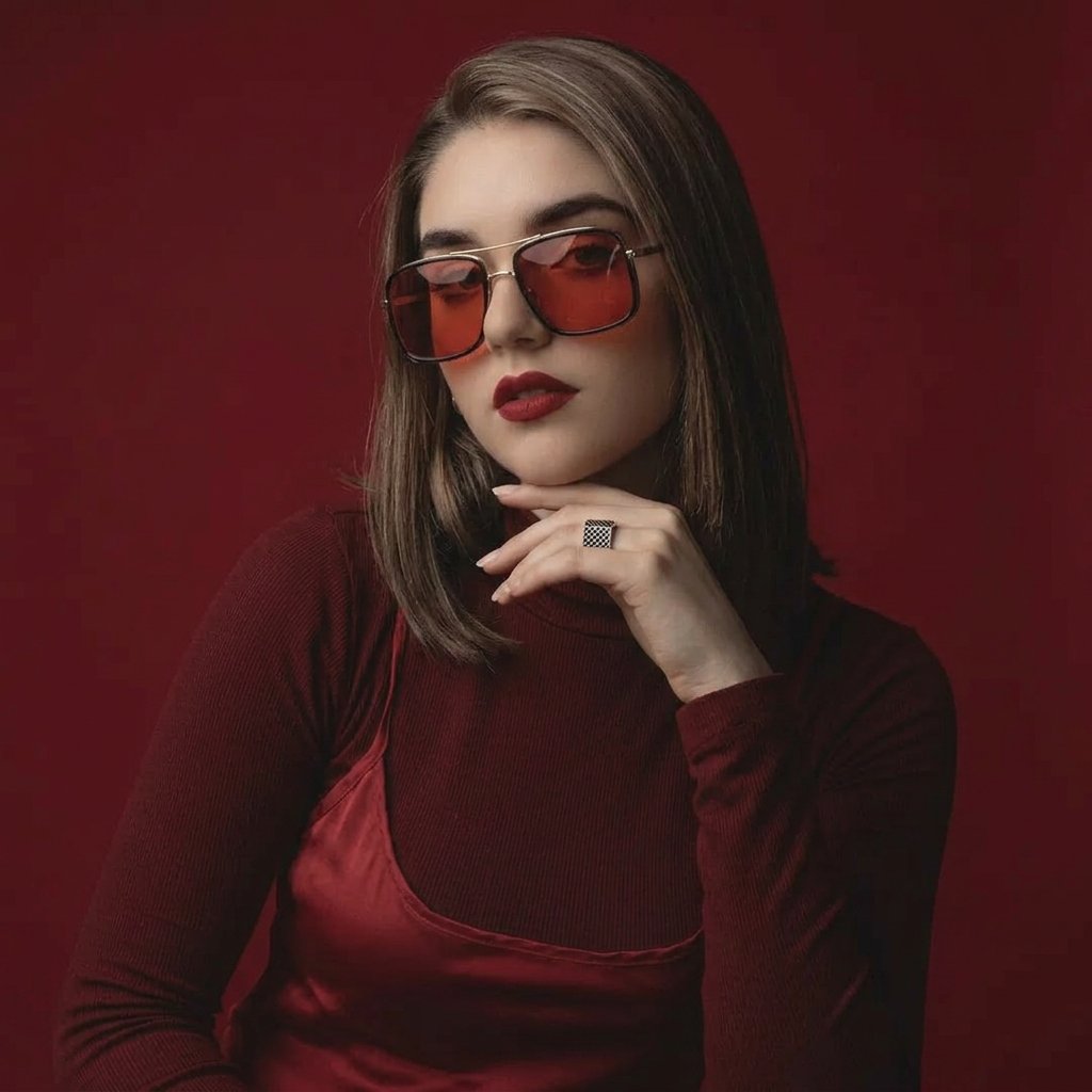 High-fashion beauty portrait of young woman with sleek center-parted br… 1