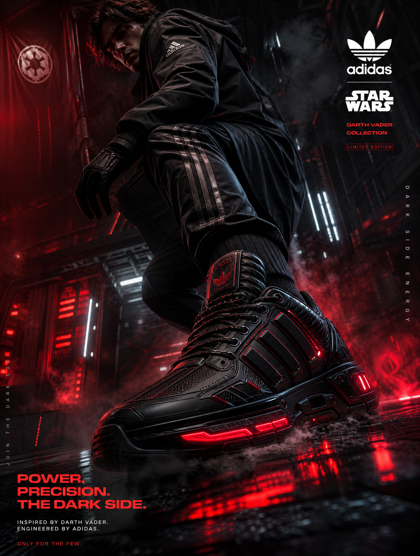 Got it—here’s your tweaked prompt focused on Adidas Darth Vader shoes:C…