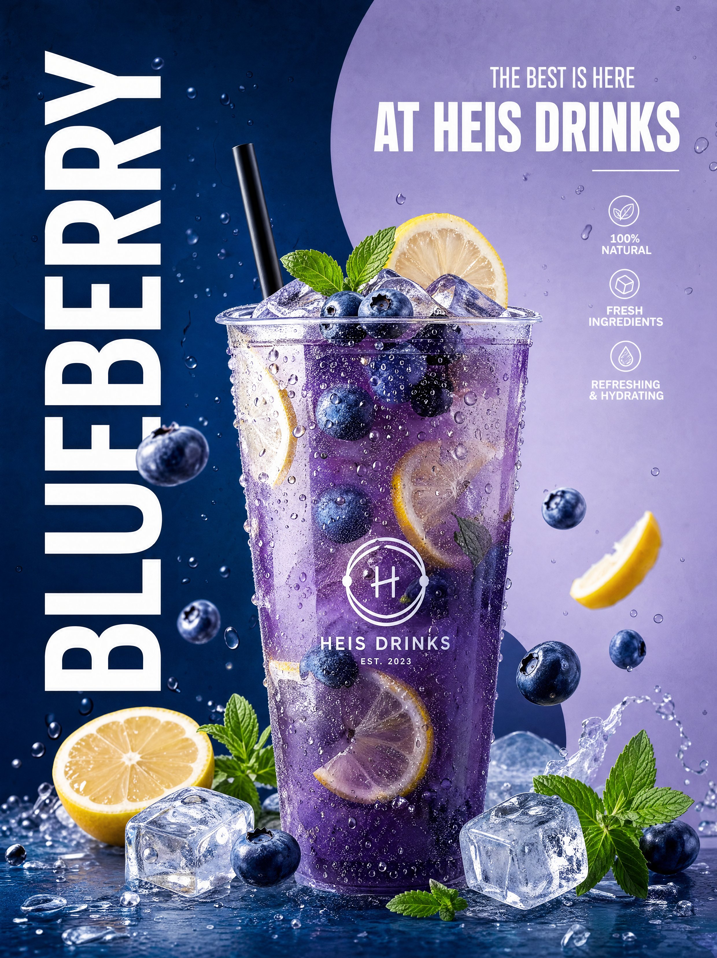 Create a premium, ultra-realistic beverage advertisement poster featuri…