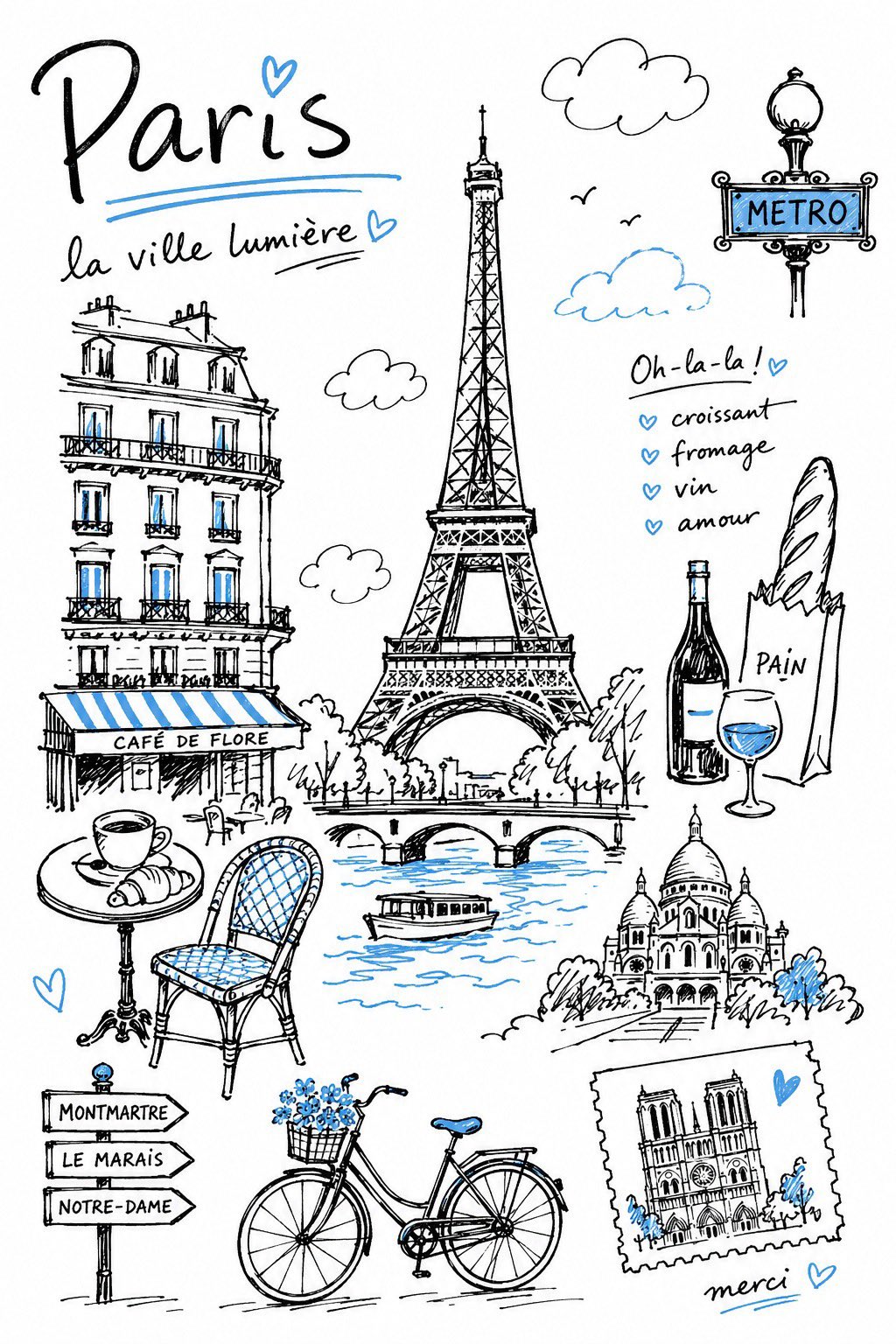 Create a charming editorial travel illustration of {DESTINATION} in a s…