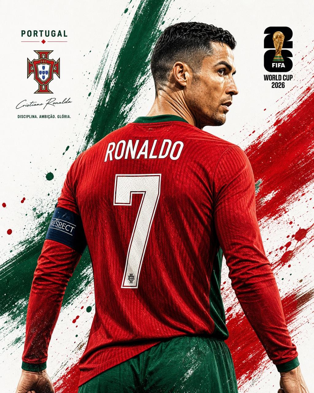 Create a premium FIFA World Cup 2026 sports poster featuring a legendar…