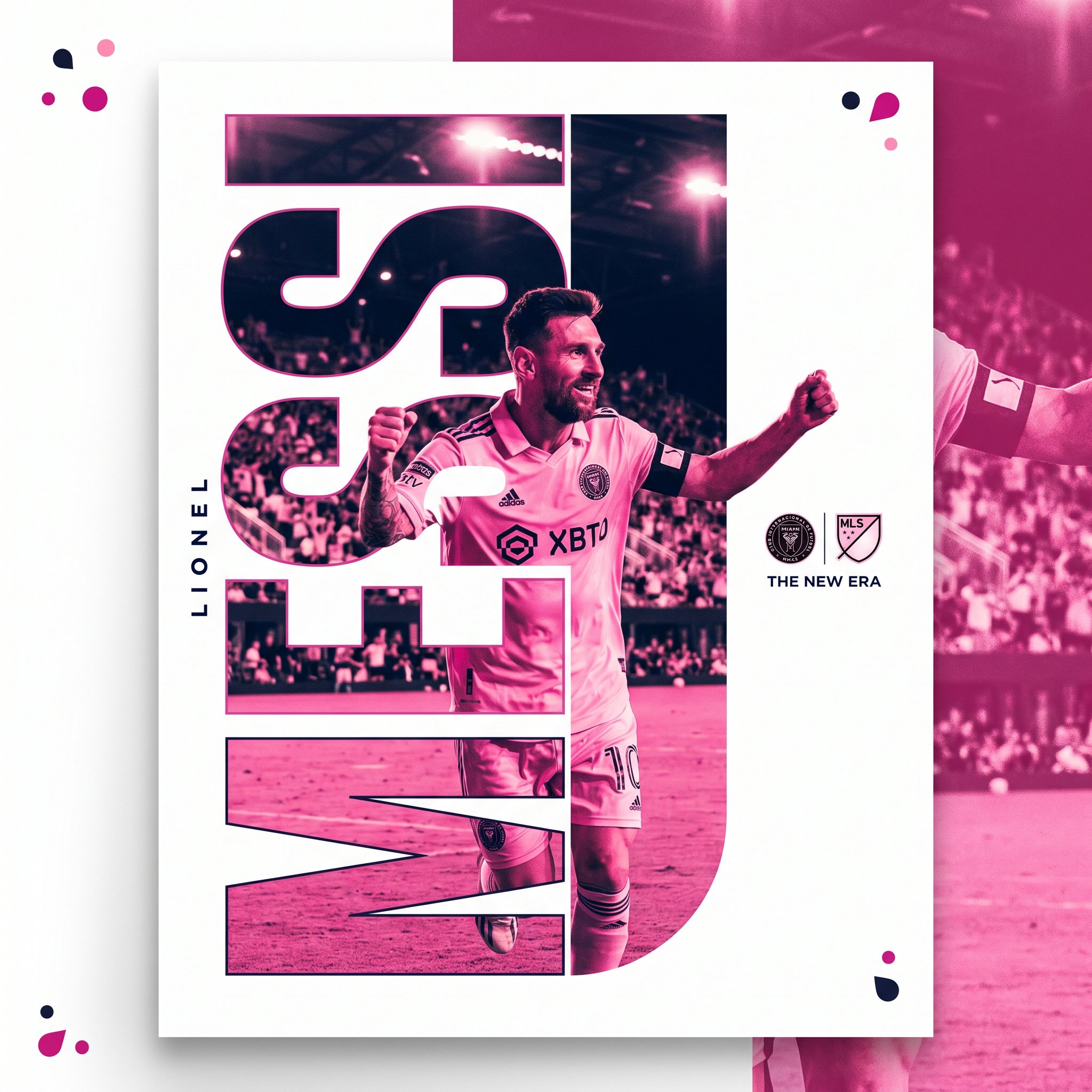 Sports poster design, fictional male soccer player with short dark hair…