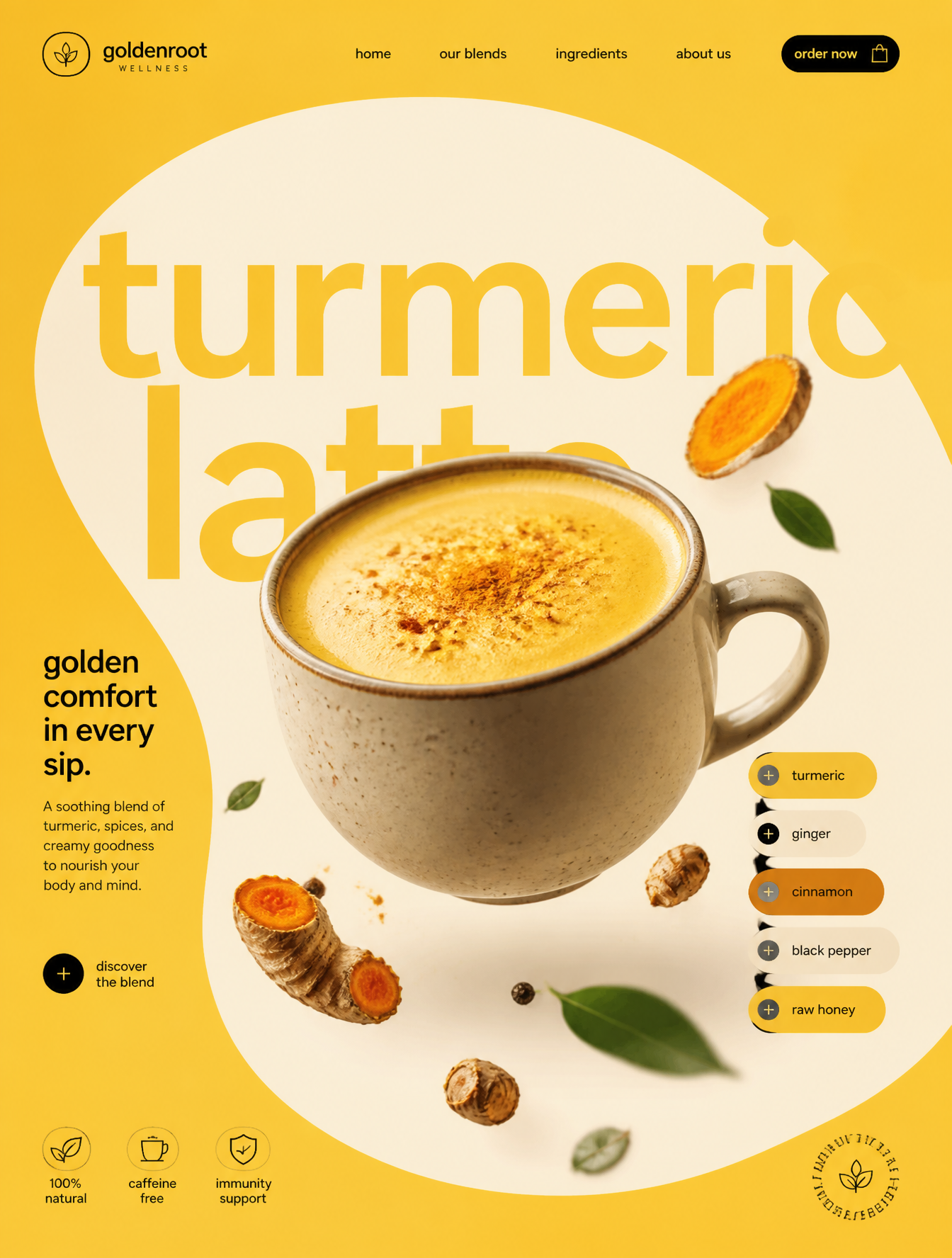 Turmeric Latte STYLE & ART DIRECTION: Modern minimalist food advertisin…