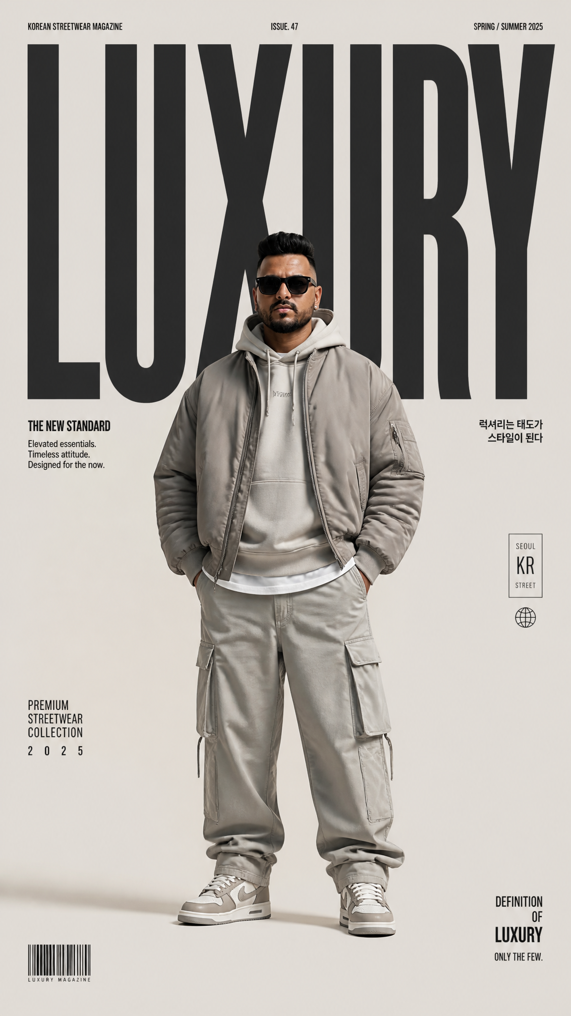 Create a premium high-fashion editorial poster for "LUXURY " in a luxur…