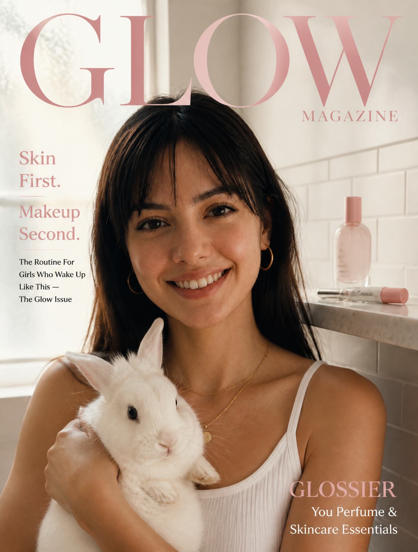 [SUBJECT]: A naturally beautiful girl with glowing no-makeup makeup ski…