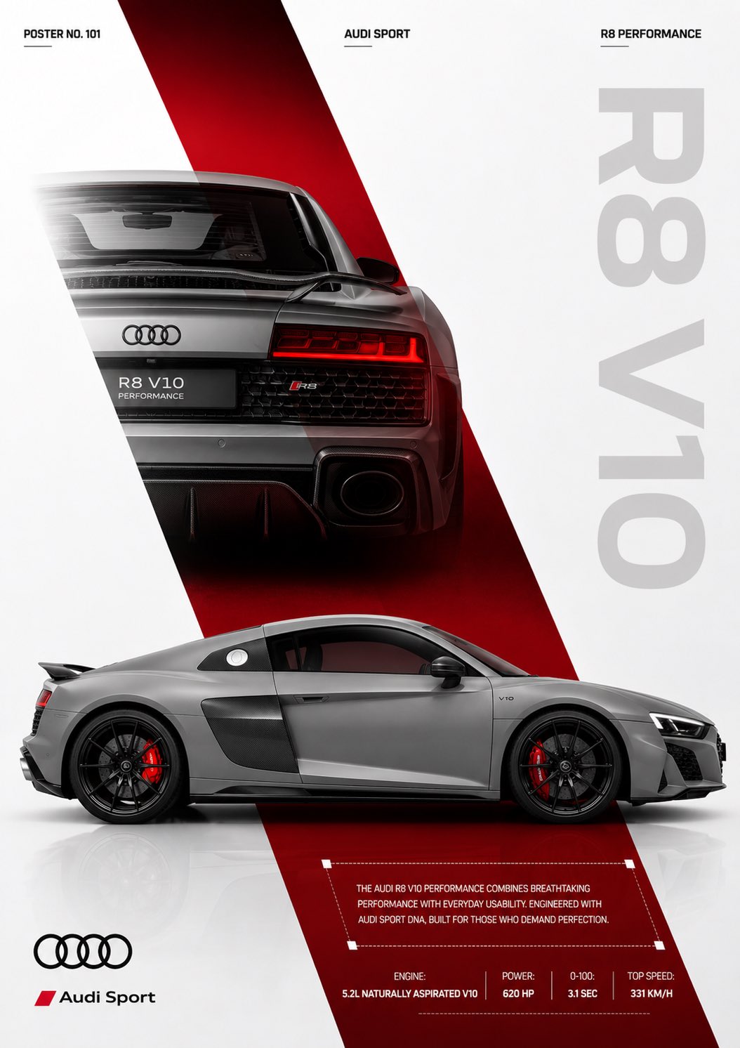 Act as a senior automotive art director and elite Behance poster design…