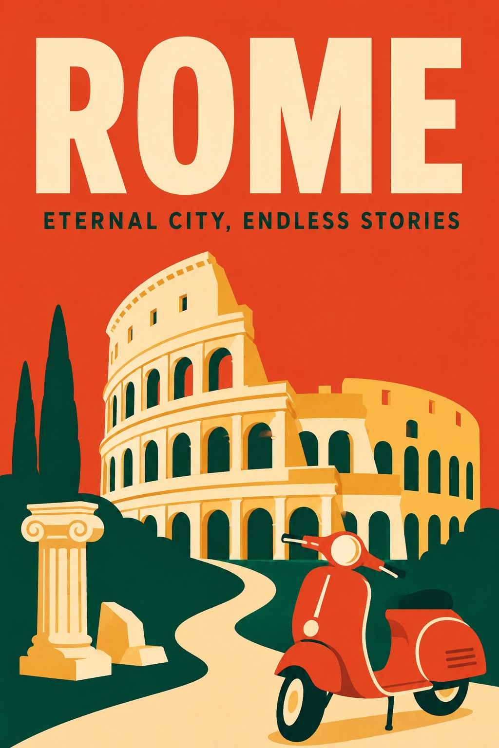 A flat minimalist travel poster for the city of [City Name], featuring … 1