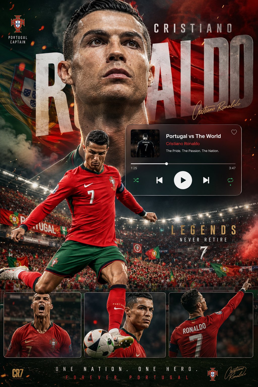 Create a premium football legend poster wallpaper inspired by modern sp… 1