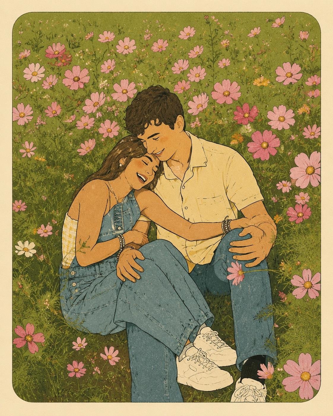 Create a flat poster in the style of a modern risograph using the attac… 1