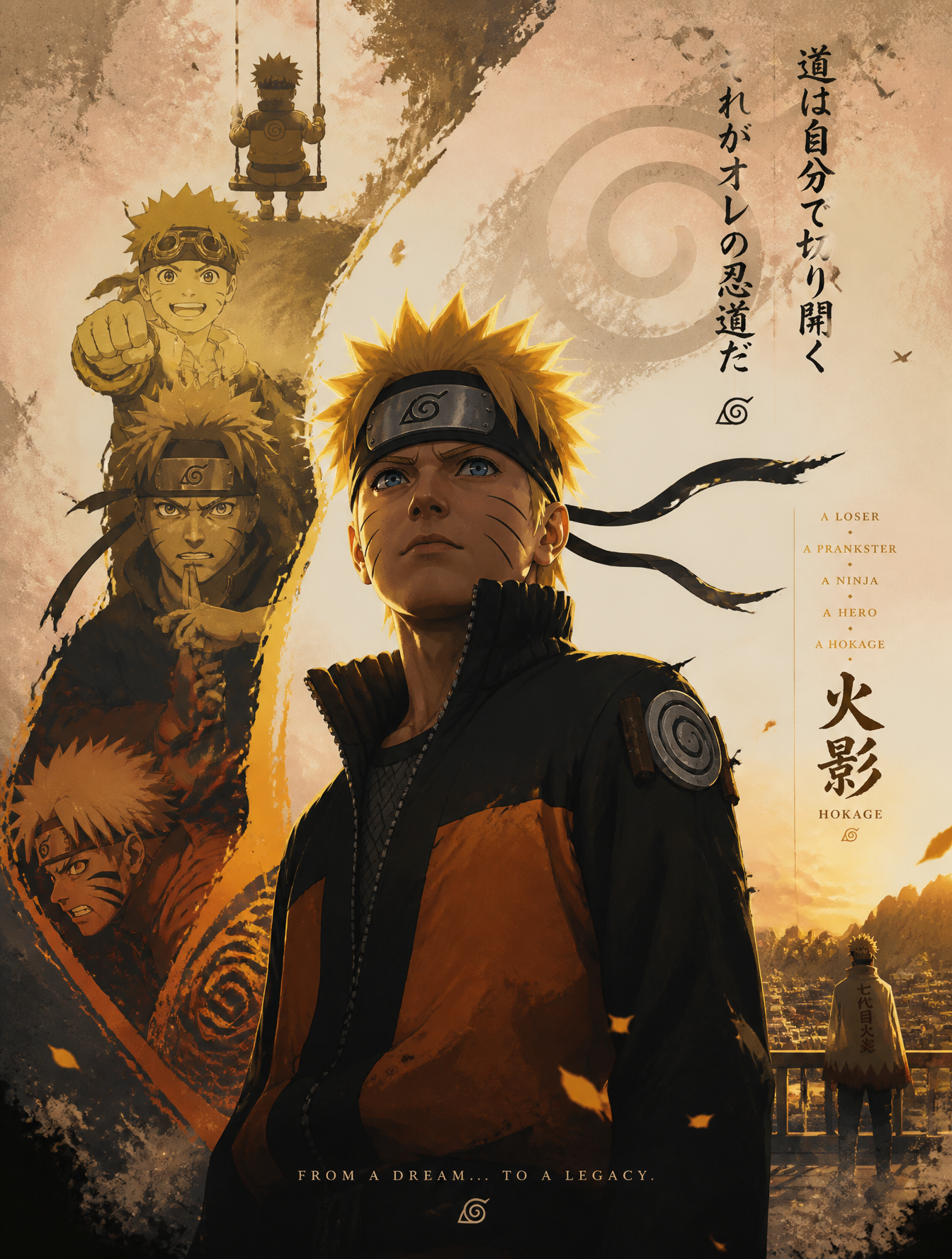 character : Naruto Design a narrative growth poster in which the curren…