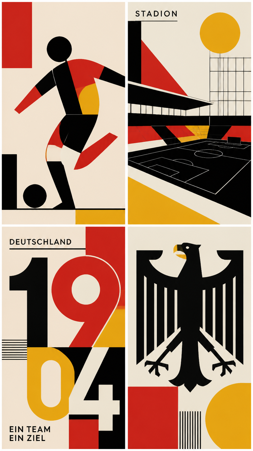 Germany – Minimalist Bauhaus Graphic Design Vertical 9:16 collage, 4 ge…