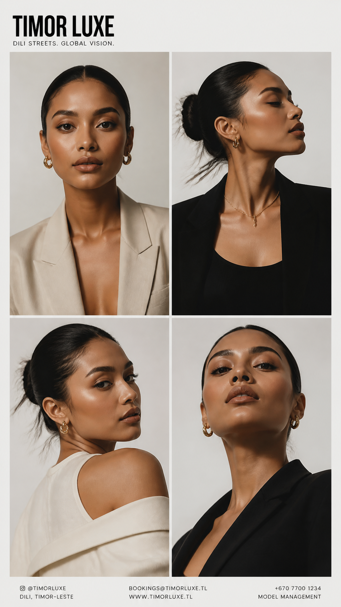 Create a premium high-fashion editorial series featuring a stylish Timo…