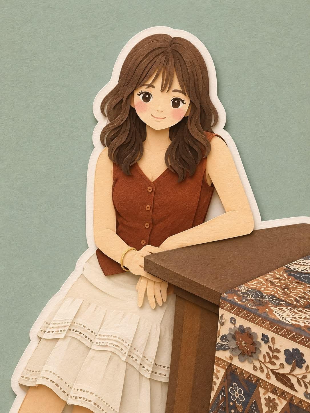 Convert this image into a soft, handcrafted paper-cut layered illustrat…