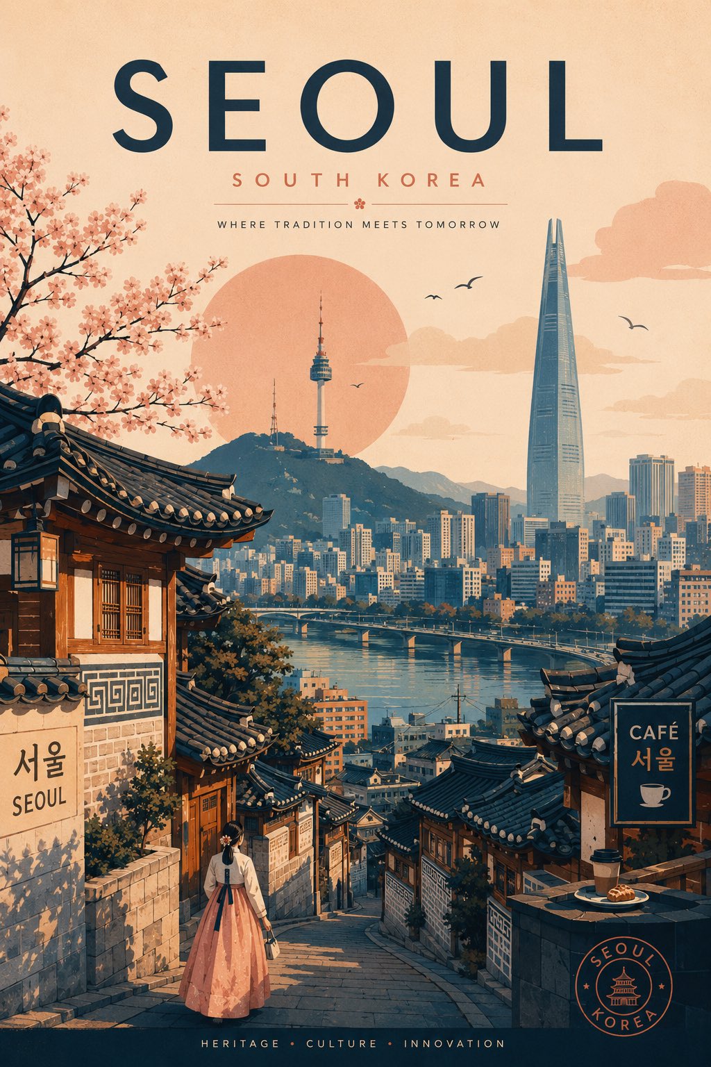 Create a modern AI-generated travel poster inspired by the aesthetic of… 1