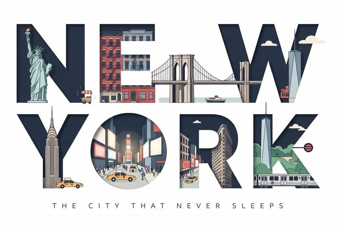 Clean, modern typographic travel poster in a 3:2 landscape format. The …