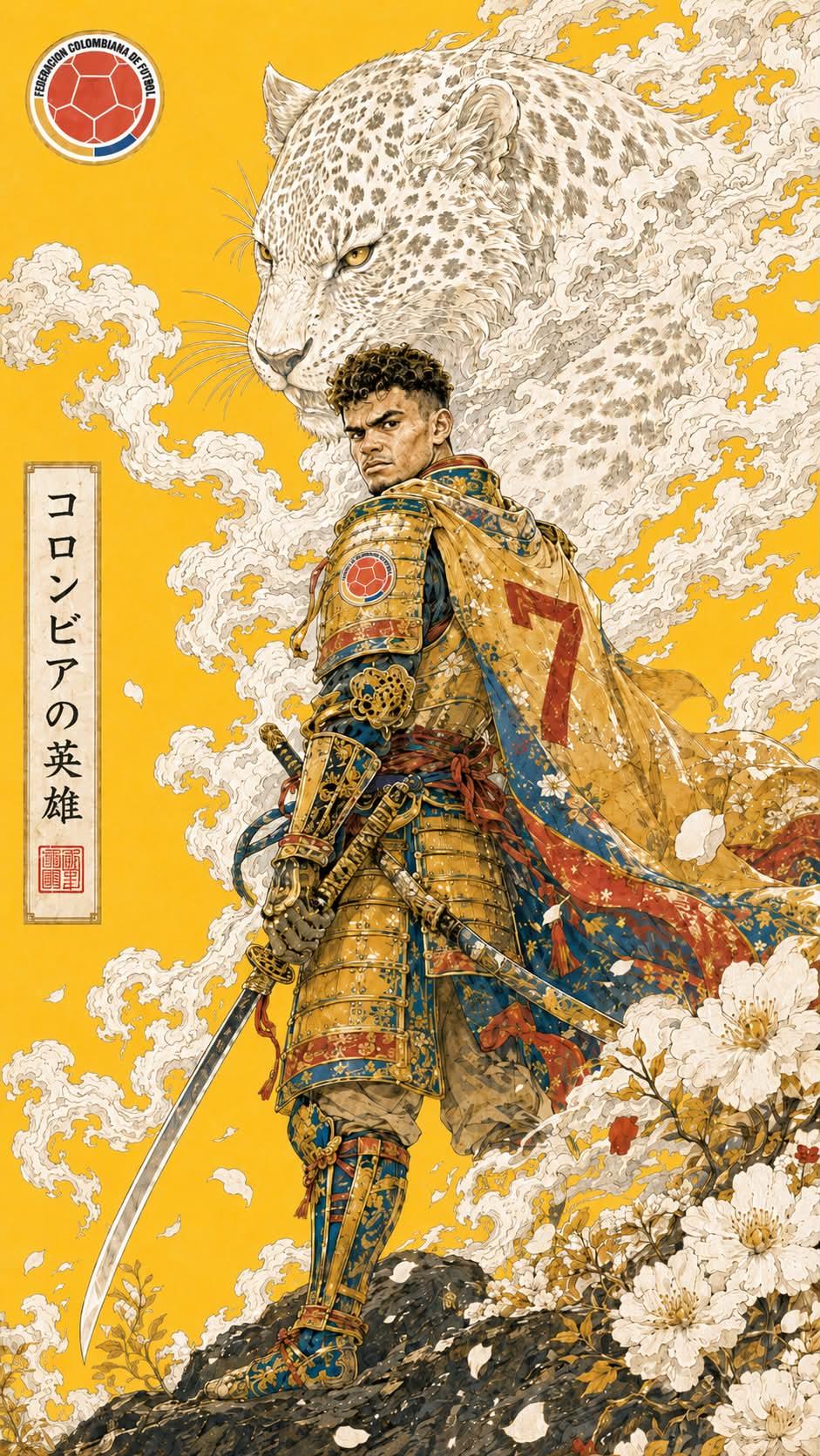 Epic Japanese ukiyo-e inspired sports poster featuring a legendary foot… 1