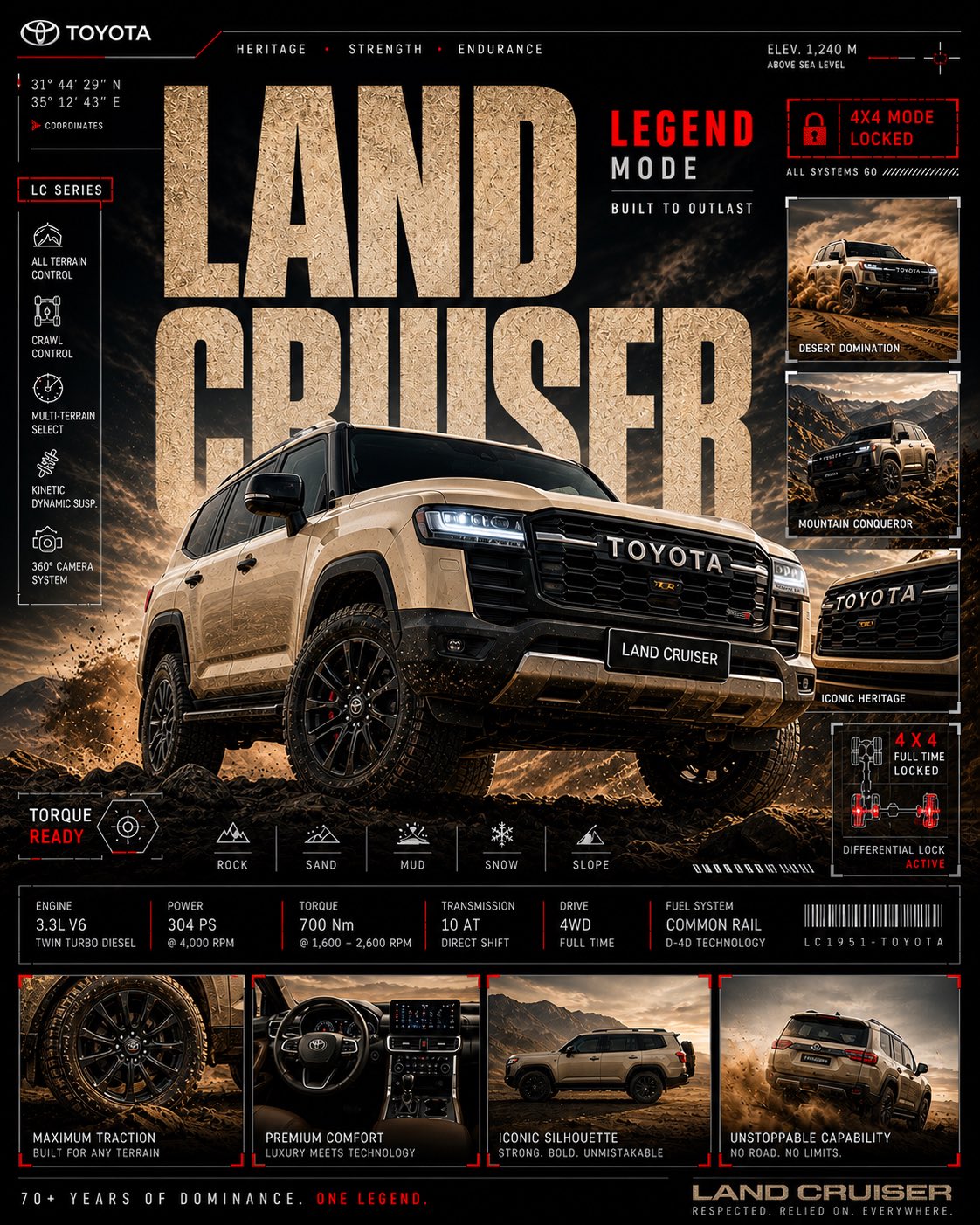[BRAND = TOYOTA] [MODEL = LAND CRUISER] [COLOR = SAND BEIGE / OBSIDIAN …