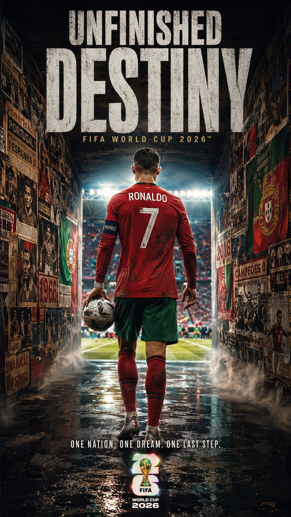 Ultra-realistic cinematic sports poster, official FIFA World Cup 2026 a…