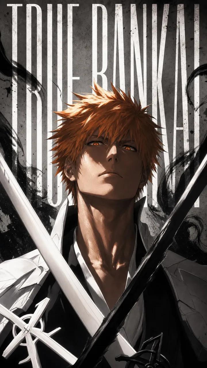 Ultra-detailed dark anime portrait of an orange-haired swordsman inspir… 1